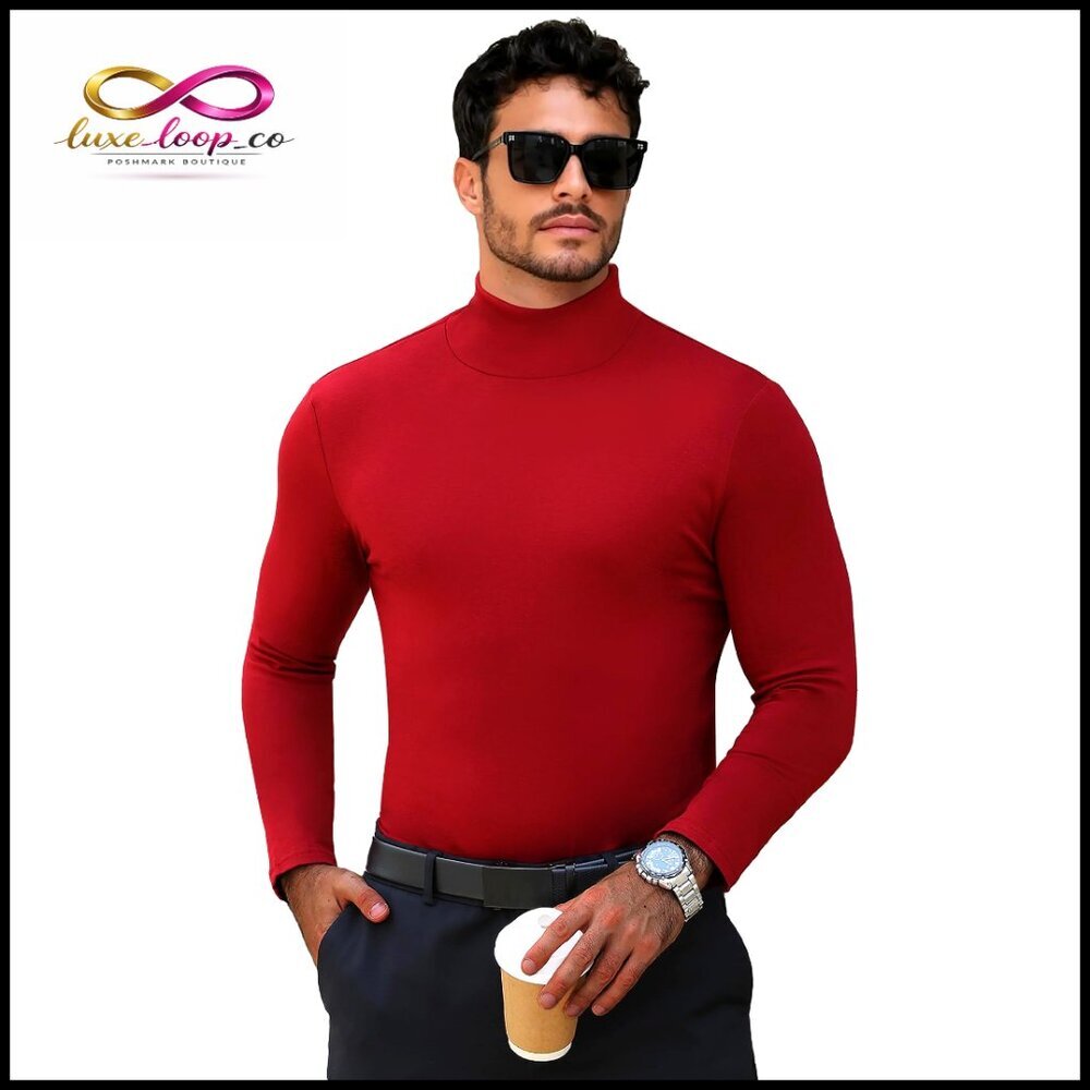 Men's Slim Fit Turtleneck Pullover Classic Casual Long Sleeve‎ Lightweight